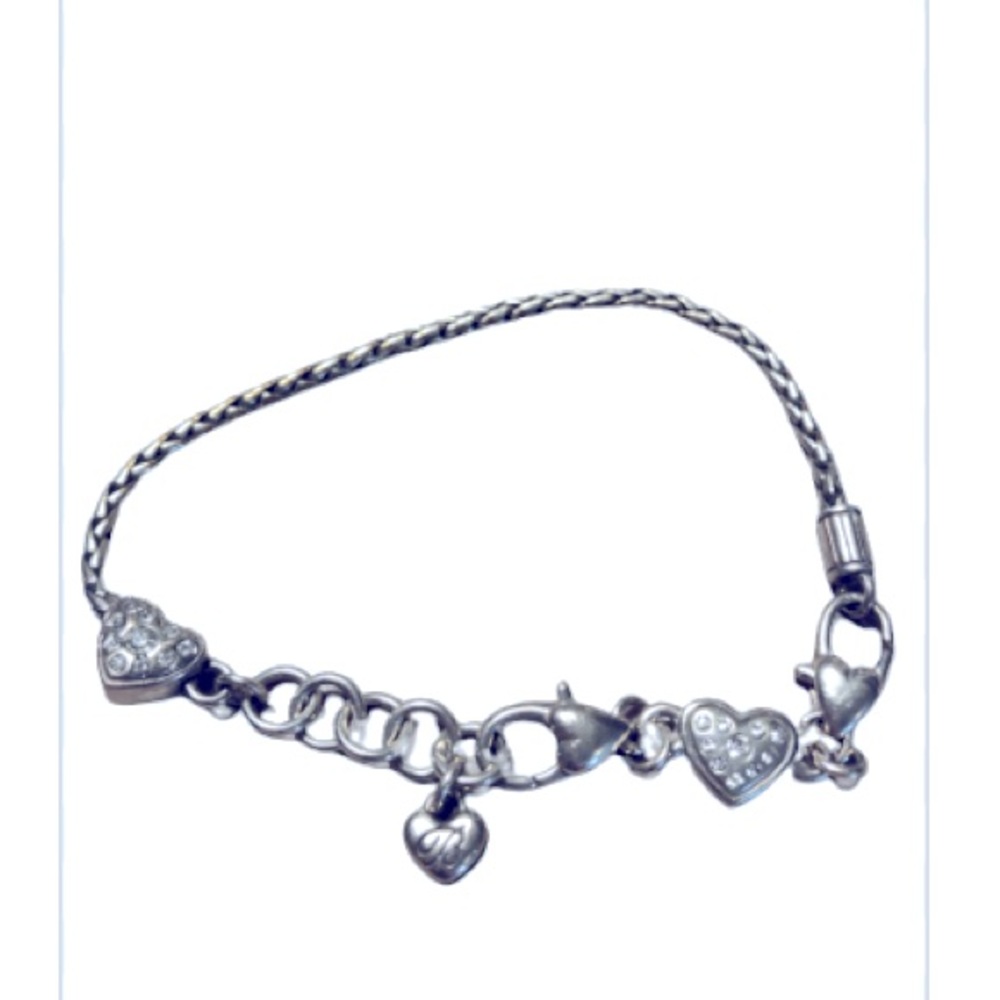 Brighton Charm Bracelet and extender W/ Rhinestone Hearts